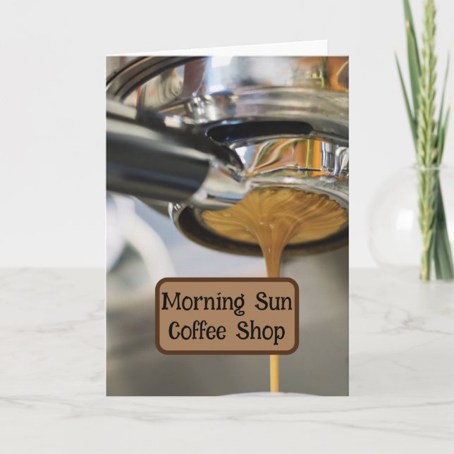 Espresso aus dem Namen der Kaffeemaschine Dankeskarte (Vorderseite)