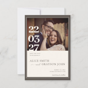 Espresso Beige Klassische Minimalistische Foto-Hoc Save The Date