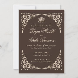 Espresso Brown Islamic Wedding Einladung
