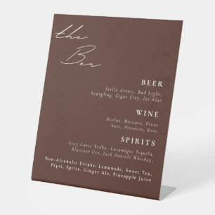 Espresso Brown Wedding Bar Sockelschild
