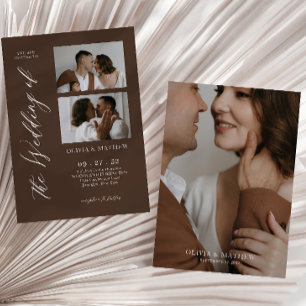 Espresso Contemporary Script Foto Collage Hochzeit Einladung