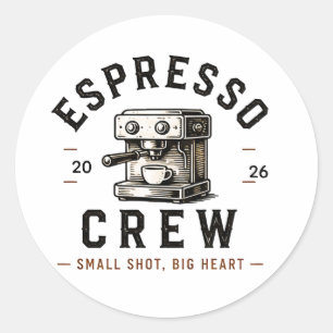 ☕ Espresso Crew Coffee Bar Personal Logo ☕ Runder Aufkleber