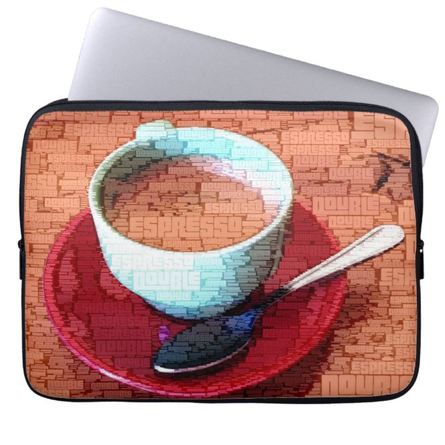 Espresso Cup und Spoon Word Cloud Laptopschutzhülle (Vorderseite)
