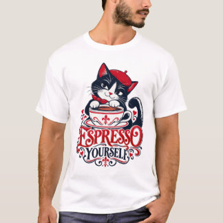 Espresso Dich Selbst Anzugkatze Kaffeeliebhaber T-Shirt