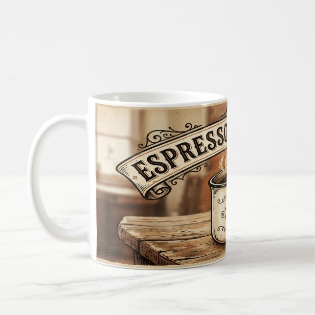 Espresso Dich Selbst - Lustiger Vintage-Kaffeewitz Kaffeetasse (Links)