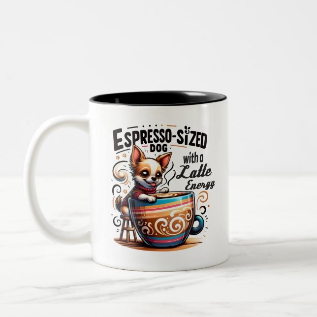Espresso-Großhund mit Latte Energy Zweifarbige Tasse (Links)
