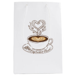 Espresso Herz Elegant – Latte Art für Kaffeeliebha Mittlere Geschenktüte