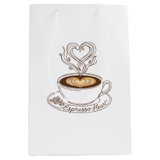 Espresso Herz Elegant – Latte Art für Kaffeeliebha Mittlere Geschenktüte