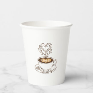 Espresso Herz Elegant – Latte Art für Kaffeeliebha Pappbecher
