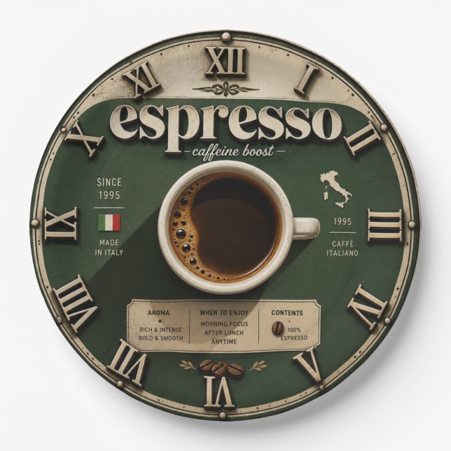 Espresso Italian Coffee Bar Kitchen Decor Pappteller (Vorderseite)