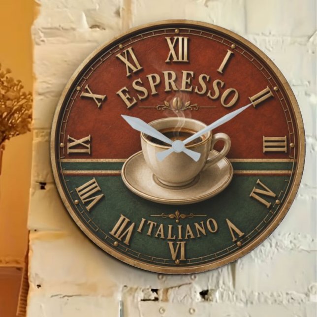Espresso Italiano Coffee Große Wanduhr (Von Creator hochgeladen)