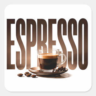 Espresso-Luxus-Kaffee-Editorial-Grafik Quadratischer Aufkleber