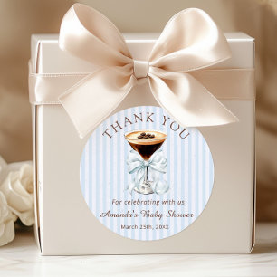 Espresso Martini Baby Shower Danke-Aufkleber Runder Aufkleber