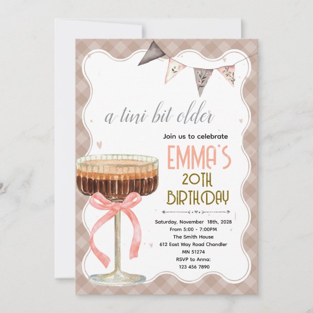 Espresso Martini birthday party invitation Einladung (Vorderseite)