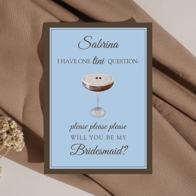 Espresso Martini Bitte Vorschlag von Bridesmaid Karte (This short n' sweet bridesmaid proposal card is perfect for espresso lovers.)