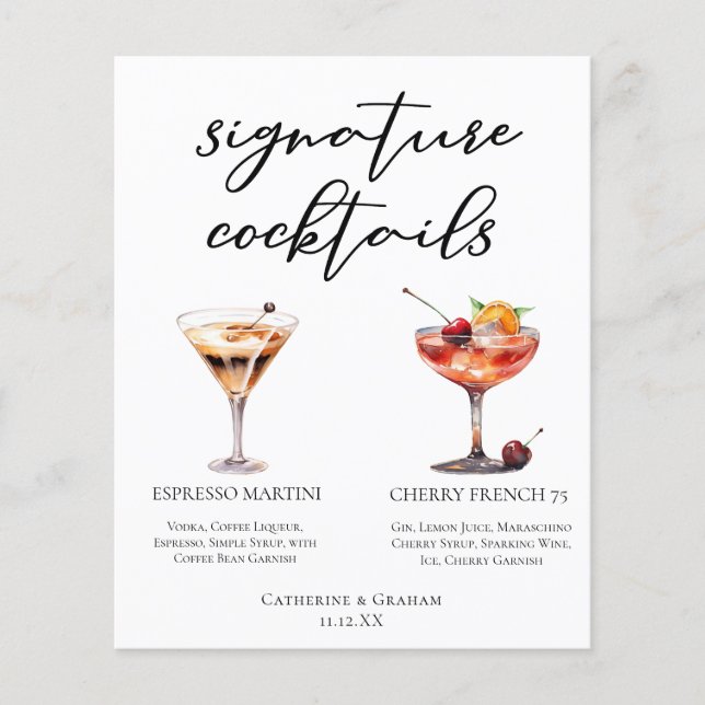 Espresso Martini Cerise Français 75 Cocktails Menu (Devant)