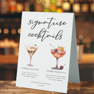 Espresso Martini Cherry French 75 Cocktails Menü Tischaufsteller