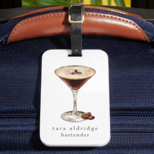 Espresso Martini Cocktail Beruflicher Barkeeper Gepäckanhänger