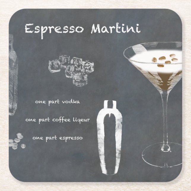 Espresso Martini-Cocktail Rechteckiger Pappuntersetzer (Vorderseite)