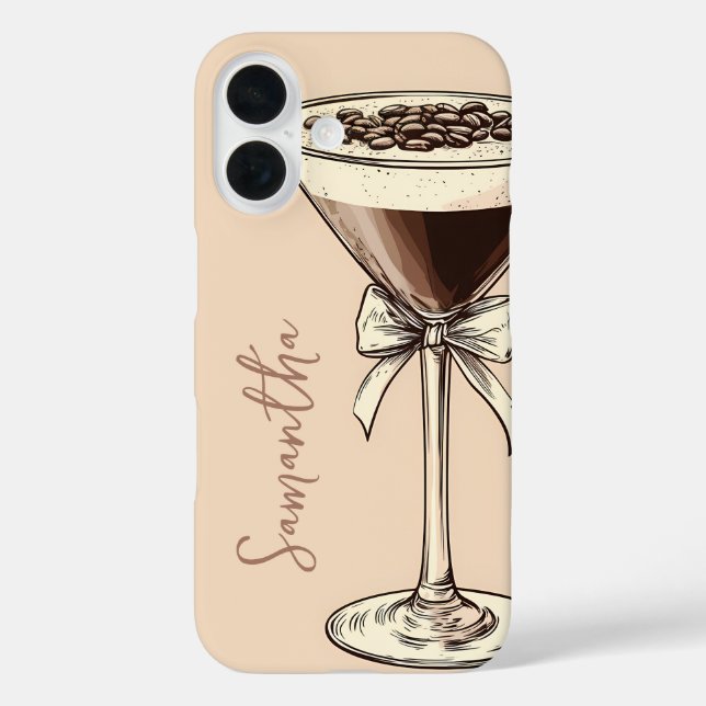 Espresso Martini Coffee Lover Personalisiert Brown iPhone 16 Hülle (Rückseite)