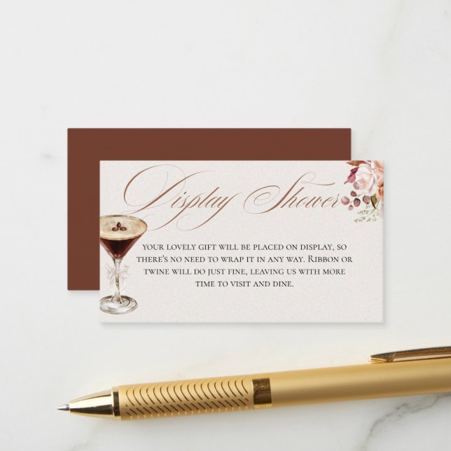 Espresso Martini Display Brautparty Insert Card (Vorderseite/Rückseite Beispiel)