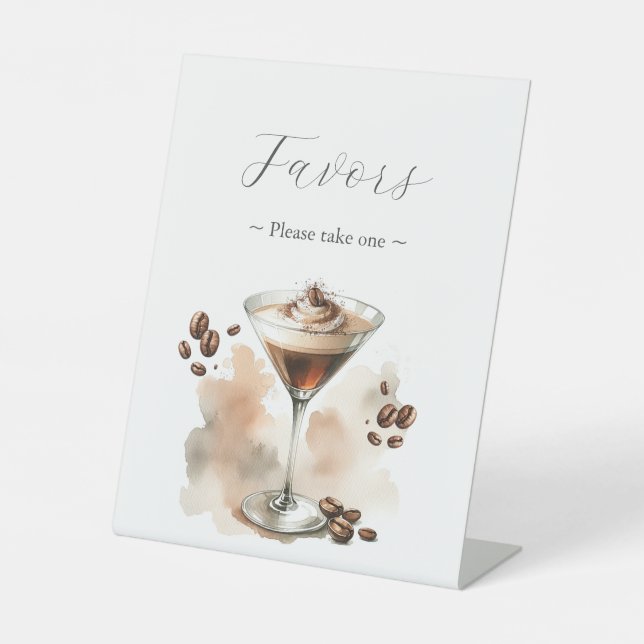 Espresso Martini Gastgeschenke Unterschreiben Sockelschild (Vorderseite)