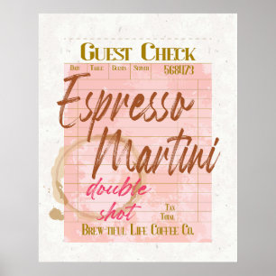 Espresso Martini Gastquittung Rechnungs Typografie Poster
