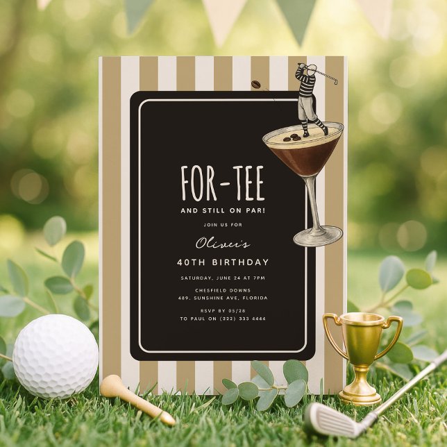 Espresso Martini Invitation Golf Thème 40e Anniver (Créateur téléchargé)