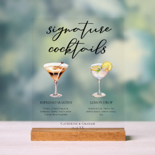 Espresso Martini Lemon Drop Chic Cocktails Hochzei Acrylschild