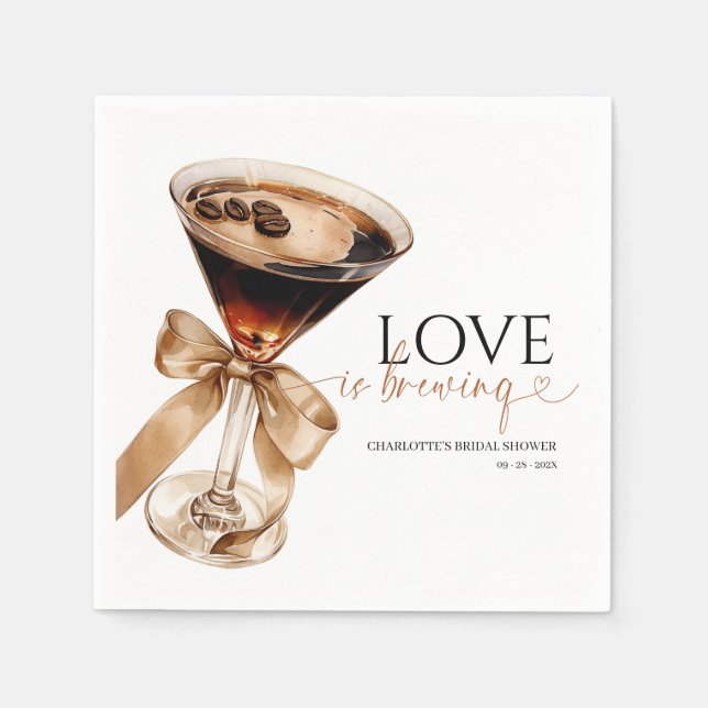 Espresso Martini Liebe Braut Brautparty Serviette (Vorderseite)