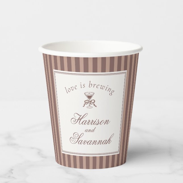 Espresso Martini Liebe Braut Hochzeit Pappbecher (Vorderseite)