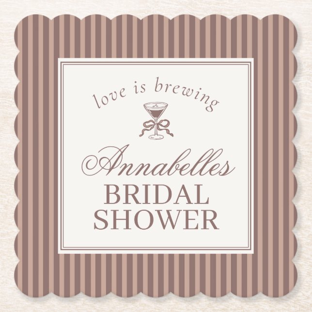 Espresso Martini Liebe Brautparty mit Kaffeezubere Untersetzer (Vorderseite)