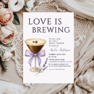 Espresso Martini Lila Floral Brautparty Einladung