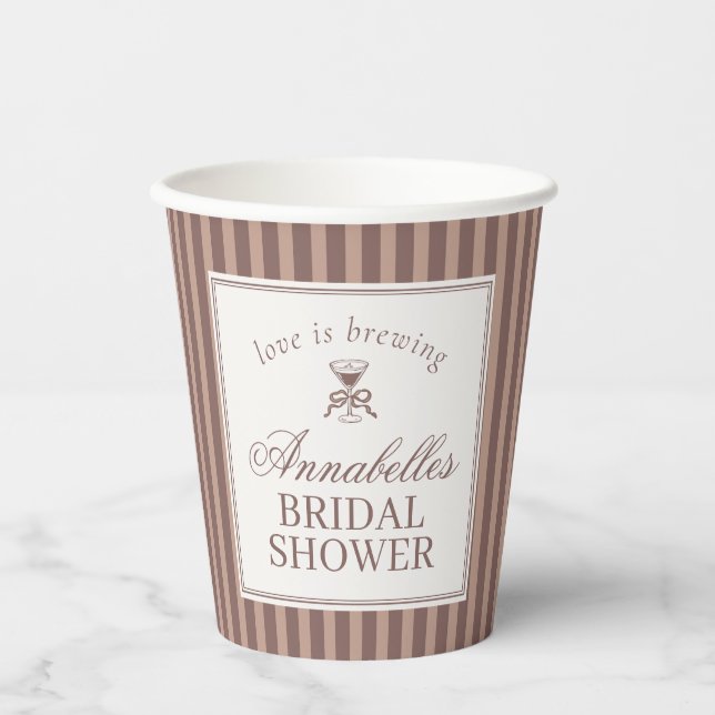 Espresso Martini Love Brewing Coffee Bridal Shower Pappbecher (Vorderseite)