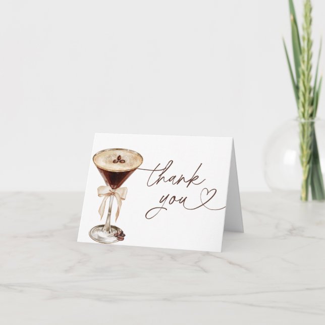 Espresso Martini Love Is Brewing Bridal Shower  Dankeskarte (Vorderseite)