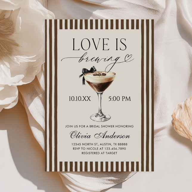 Espresso Martini Love Is Brewing Bridal Shower Einladung (Von Creator hochgeladen)