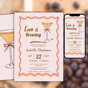 Espresso Martini Modern Wavy Coffee Brautparty Einladung