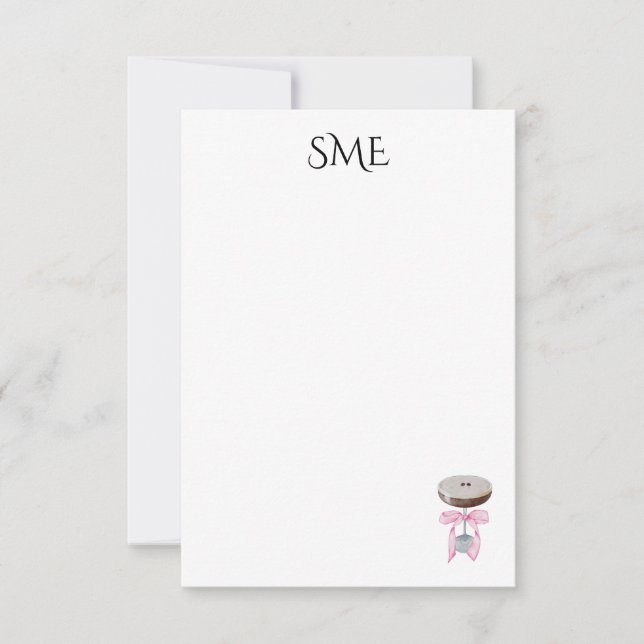 Espresso Martini Monogram Stationery Dankeskarte (Vorderseite)