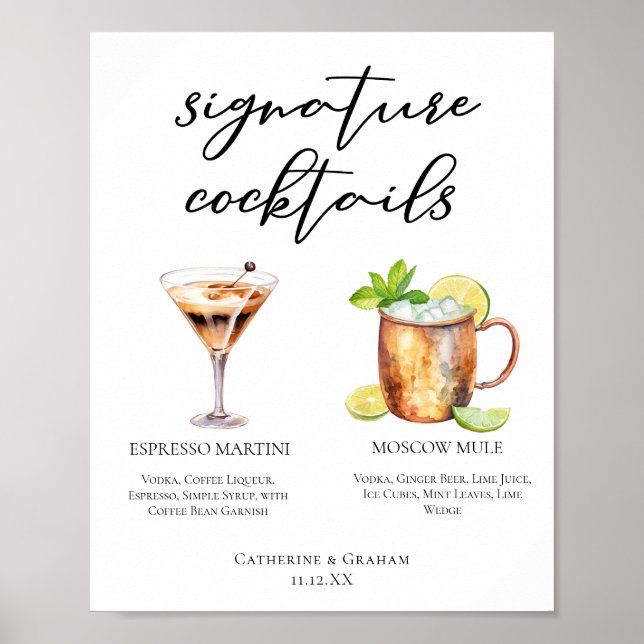Espresso Martini Moskauer Mule Cocktail Hochzeitsm Poster (Vorne)
