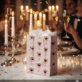 Espresso Martini Muster Pink Mittlere Geschenktüte