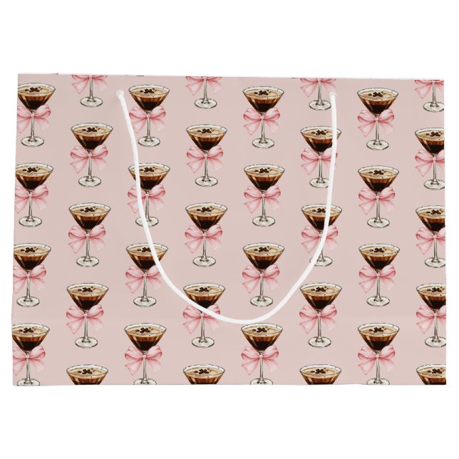 Espresso Martini Pattern Pink Große Geschenktüte (Rückseite)