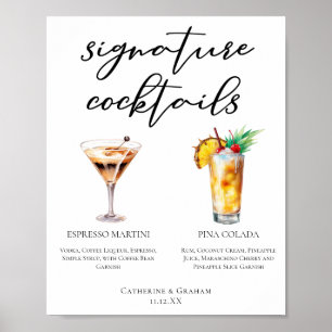 Espresso Martini Pina Colada Cocktails Menü Poster