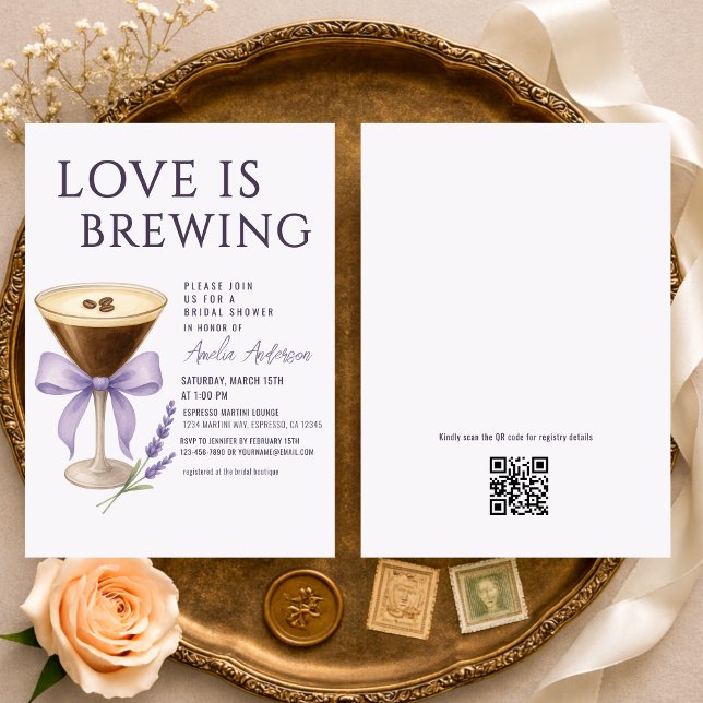 Espresso Martini QR Code Registry Bridal Shower Einladung (Von Creator hochgeladen)