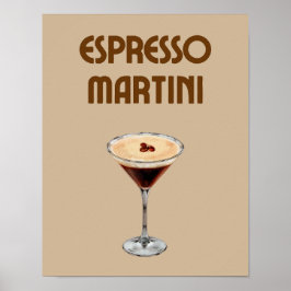Espresso Martini Retro Tan und Brown Cocktail Poster