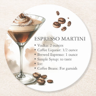 Espresso-Martini-Rezept Runder Pappuntersetzer