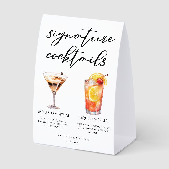 Espresso Martini Tequila Sunrise Cocktails Menu Tischaufsteller (Vorderseite)