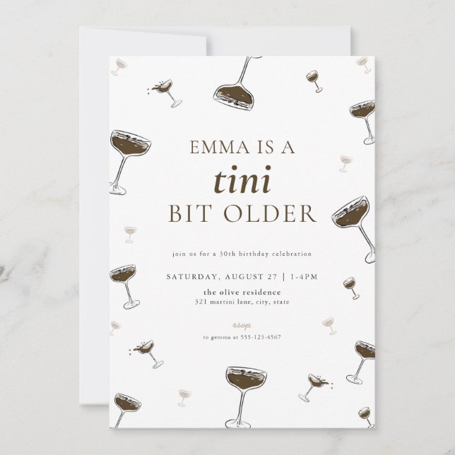 Espresso Martini Tini Bit Anniversaire Invitation (Devant)