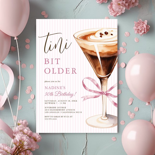 Espresso Martini “Tini Bit Older” Adult Birthday Einladung (Von Creator hochgeladen)