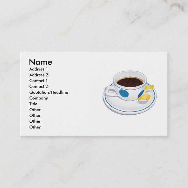 Espresso mit Zitrone Visitenkarte (Vorderseite)