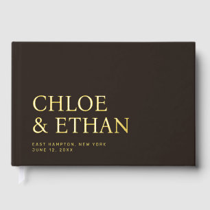 Espresso Modern Wedding Foil Gästebuch